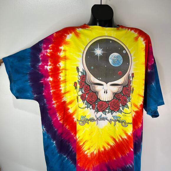 Vintage Grateful Dead Space Your Face Graphic Tie Dye Shirt Liquid Blue 1992 - Picture 7 of 11